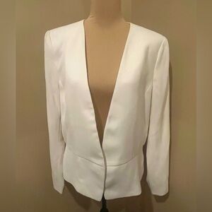 Ann Taylor Elegant Collarless White  Blazer, size Large